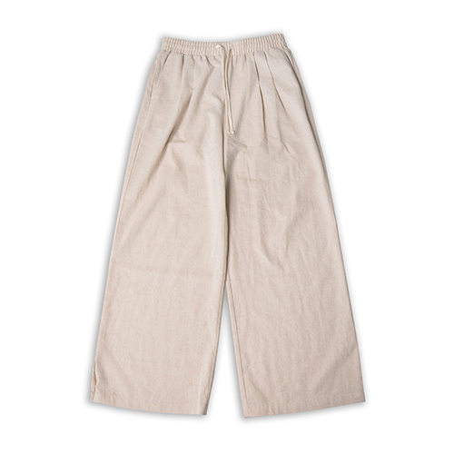 드베르망 two-tuck straight wide linen pants (beige)