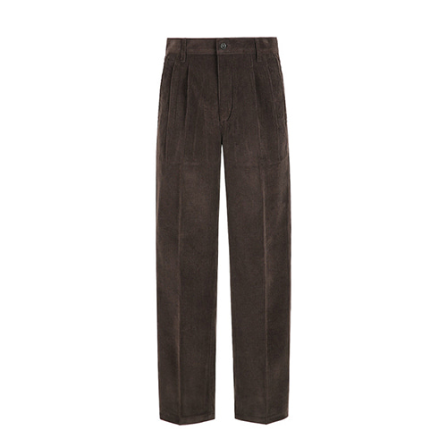 솔티 Two Pleats Corduroy Trousers (Brown)