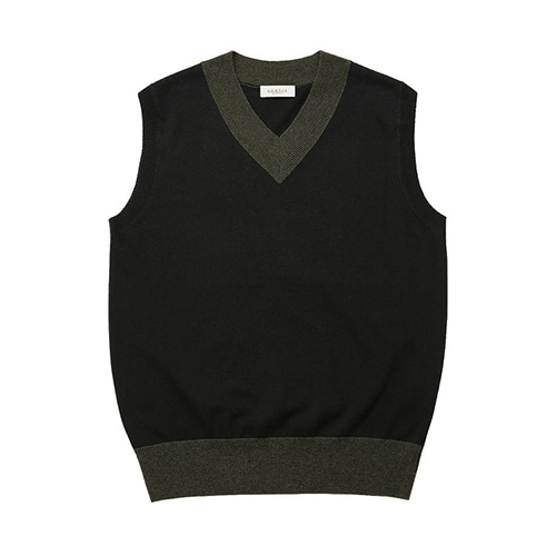 솔티 Wool Blended Knit Vest (Black)