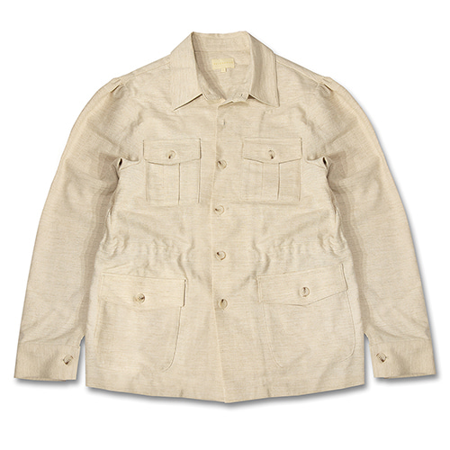 드베르망 herringbone linen shirring jacket (light beige)