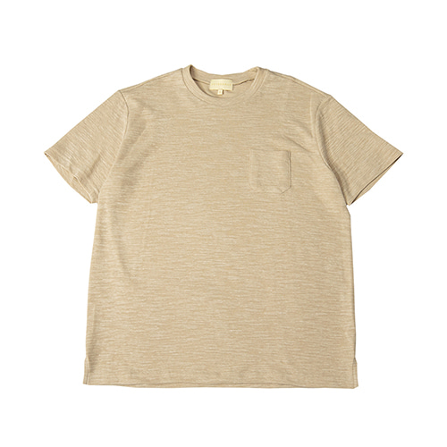 드베르망 knit textured slub pocket T shirt (beige)