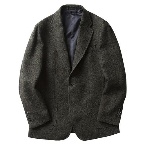솔티 Q9-1 Herringbone Check Wool Jacket (Khaki)