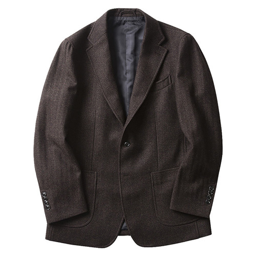 솔티 Q9-1 Herringbone Check Wool Jacket (Brown)
