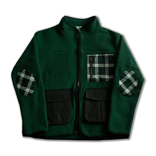 드베르망 patch work fleece jacket (dark green)