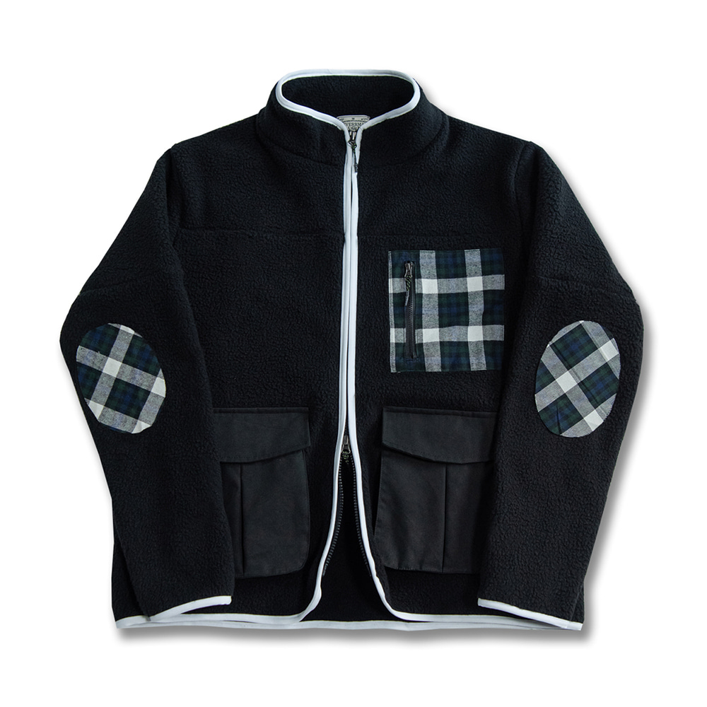 드베르망 patch work fleece jacket (black)